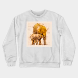 Mother Elephant and her Baby Crewneck Sweatshirt